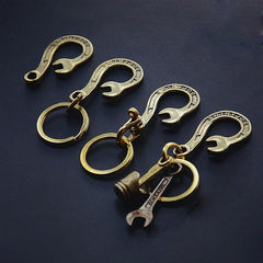 Brass Wrench Keyring Moto KeyChain Wrench Hook Keyring Moto Key Holders Key Chain Key Rings for Men