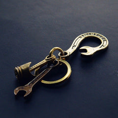 Brass Wrench Keyring Moto KeyChains Wrench Hook Keyrings Moto Key Holders Key Chain Key Rings for Men