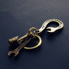 Brass Wrench Keyring Moto KeyChains Wrench Hook Keyrings Moto Key Holders Key Chain Key Rings for Men