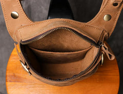 Cool Tan Men's Motorcycle Belt Pouch Belt Bag Leather Drop Leg Bag Waist Bag For Men