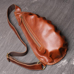 Cool Brown Leather Men's Sling Bag Sling Backpack Unique Sling Packs Sling Crossbody Pack For Men