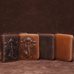 Brown Mens Leather Billfold Cards Wallets Zip Cards Wallet Card Wallet Lot of Cards Wallet for Men