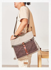 Canvas Leather Convertible Backpack Messenger Bag Satchel Backpack Mens Canvas Messenger Backpack for Men
