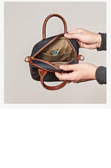 Fashion Nylon Leather Mens Womens Black Small Square Side Bag Messenger Bags Small Handbag for Men Women