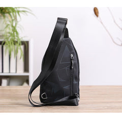 Cool Black Blue Nylon Men's Sling Bag Waterproof Chest Bag Canvas One shoulder Backpack Sling Pack For Men