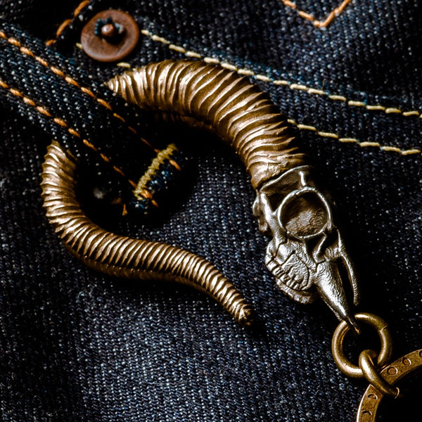Cool Goat Horn Brass Keyring Moto KeyChains Goat Horn Keyring Moto Key Holders Key Chain Key Ring for Men