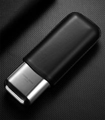 Cool Leather&Stainless Steel Mens 2pcs Cigar Case Leather Cigar Case for Men
