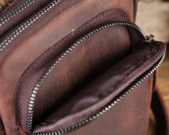 Cool Mens Leather Barrel Belt Pouch Mini Shoulder Bag Waist Bag Belt Phone Holster For Men