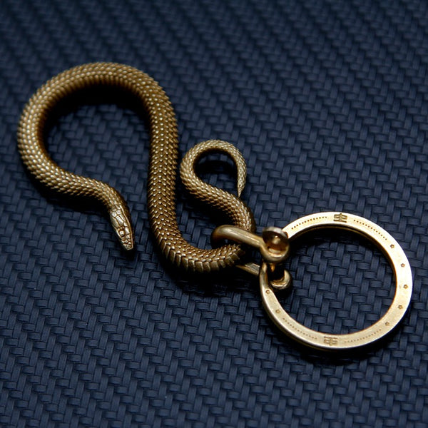 Cool Snake Brass Keyring Moto KeyChain Hook Snake Keyring Moto Key Holders Key Chain Key Ring for Men