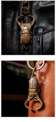 Cool Stag Beetle Brass Keyring Moto KeyChains Bottle Opener Keyring Moto Key Holders Key Chain Key Ring for Men