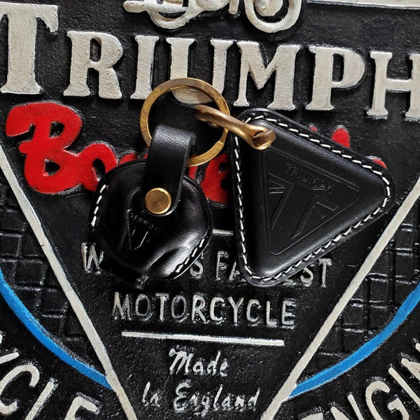 Cool T100 Triumph Motorcycle Key Cover Holder Black Handmade Key Case Keychain Keyring For T100 Triumph