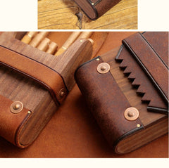 Cool Wooden Leather Mens 20pcs Cigarette Cases With Belt Loop Best Cigarettes Holder Box for Men