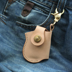 Cool Beige Keychain Leather Mens Zippo Lighter Cases With Belt Clip Lighter Holders For Men