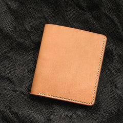 Cool Beige Leather Mens Vertical Small Wallet billfold Wallet Bifold Slim Wallet For Men