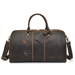 Cool Leather Men Large Brown Overnight Bag Travel Bag Weekender Bag For Men