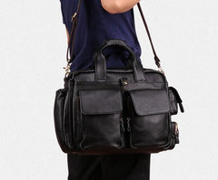 Cool Black Leather Men Large Overnight Bag Travel Bags Weekender Bags For Men