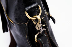 Cool Black Leather Mens Briefcase 13inch Work Bag Business Bag For Men