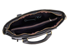 Cool Black Leather Mens Briefcase 13inch Work Bag Business Bag For Men