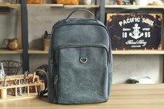 Cool Camel Leather Mens Travel Black Backpack Work 14 inches Brown Work Backpack For Men