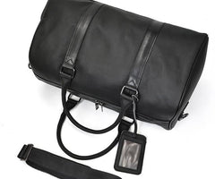 Cool Black Coffee Leather Men Barrel Overnight Bags Travel Bags Weekender Bags For Men