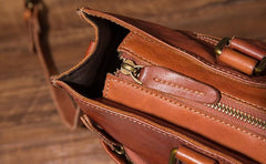 Cool Brown Coffee Leather Mens Briefcase 14inch Laptop Bag Work Handbag Business Bag for Men