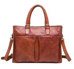 Cool Brown Coffee Leather Mens Briefcase 14inch Laptop Bag Work Handbag Business Bag for Men