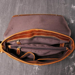 Cool Brown Leather Men's Side Bag Red Brown Messenger Bag Courier Bag For Men