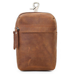 Cool Brown Leather Men's Cell Phone Holster Brown Belt Bag Belt Pouch For Men