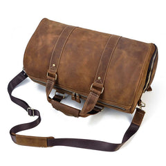 Cool Brown Leather Men's Overnight Bag Large Travel Bag Duffel Bag Weekender Bag For Men