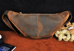 Cool Vintage Brown Mens Leather Fanny Pack Belt Bags Waist Bag For Men