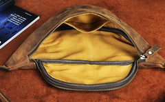 Cool Vintage Brown Mens Leather Fanny Pack Belt Bags Waist Bag For Men