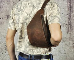 Cool Vintage Brown Mens Leather Fanny Pack Belt Bags Waist Bag For Men