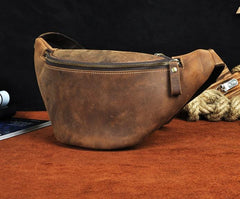 Cool Vintage Brown Mens Leather Fanny Pack Belt Bags Waist Bag For Men