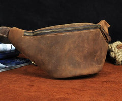 Cool Vintage Brown Mens Leather Fanny Pack Belt Bags Waist Bag For Men