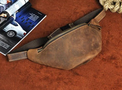 Cool Vintage Brown Mens Leather Fanny Pack Belt Bags Waist Bag For Men