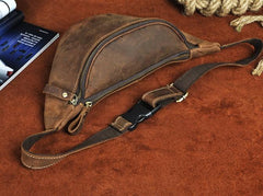 Cool Vintage Brown Mens Leather Fanny Pack Belt Bags Waist Bag For Men