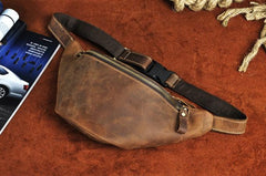 Cool Vintage Brown Mens Leather Fanny Pack Belt Bags Waist Bag For Men