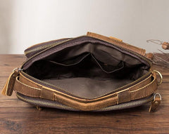 Vintage Brown Leather Small Messenger Bag Small Side Bag Shoulder Bag For Men