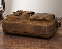 Vintage Brown Leather Small Messenger Bag Small Side Bag Shoulder Bag For Men