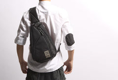 Cool Nylon Casual Men's Black Chest Bag One Shoulder Backpack For Men