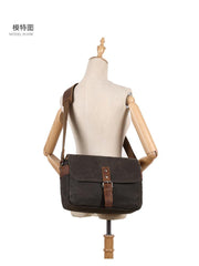 Cool Waxed Canvas Leather Mens Casual Waterproof Messenger Bag Camera Bag Side Bag For Men