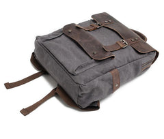 Cool Canvas Leather Mens 15'' College Gray Computer Backpack Travel Backpack for Men