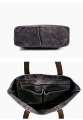 Cool Canvas Leather Mens Large Gray Canvas Handbags Tote Bag Shoulder Bag Tote Purse For Men