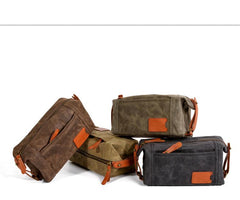 Cool Canvas Leather Mens Large Clutch Bag Handbag Storage Bag Wash Bag For Men