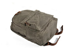Waxed Canvas Mens Large College 14'' Computer Black Backpack Travel Backpack for Men