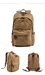 Waxed Canvas Mens Large College 14'' Computer Black Backpack Travel Backpack for Men