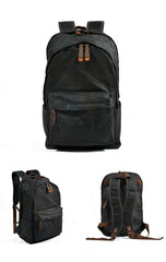 Waxed Canvas Mens Large College 14'' Computer Black Backpack Travel Backpack for Men