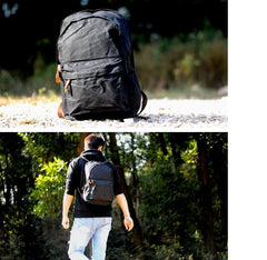 Waxed Canvas Mens Large College 14'' Computer Black Backpack Travel Backpack for Men
