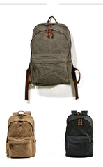 Waxed Canvas Mens Large College 14'' Computer Black Backpack Travel Backpack for Men