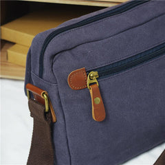 Cool Canvas Leather Mens Small Black Tablet Bag Shoulder Bag Gray Side Bag Messenger Bag for Men